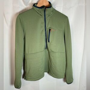 ORVIS Men's Large L Quarter Zip Pullover Olive Green Recycled Tech Fleece‎